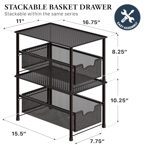 Stackable Under Sink Sliding Basket Drawer