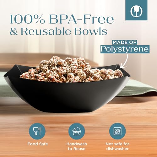 4 Pack Disposable Black Plastic Serving Bowls Square Party Candy Use 32oz (4 Count)