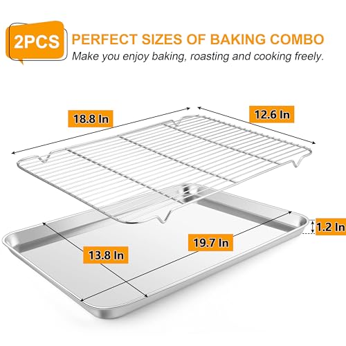 20x14 Inches XL Stainless Steel Baking Sheet with Wire Cooling Rack