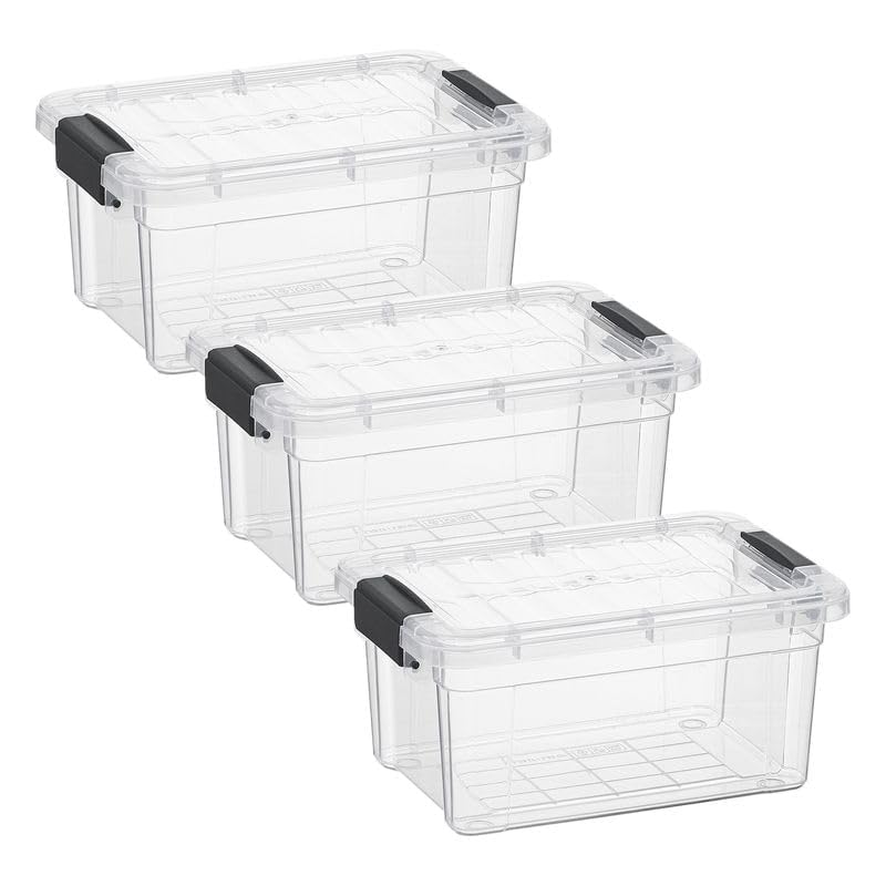 3.4 Quart Clear Plastic Storage Boxes with Lids (3 Count)