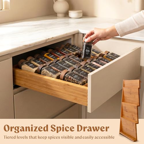 Carbonized Bamboo Spice Drawer Organizer