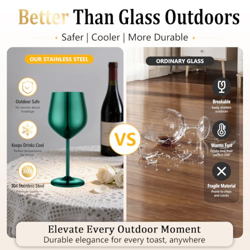 Unbreakable Stainless Steel Wine Glasses Set of 4 (4 Count)