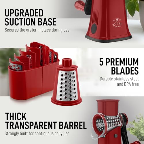 Rotary Cheese Grater 5 Blade Cheese Shredder