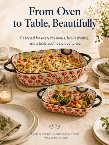 2 Piece Polish Pottery Style Ceramic Baking Dish Set (2 Count)