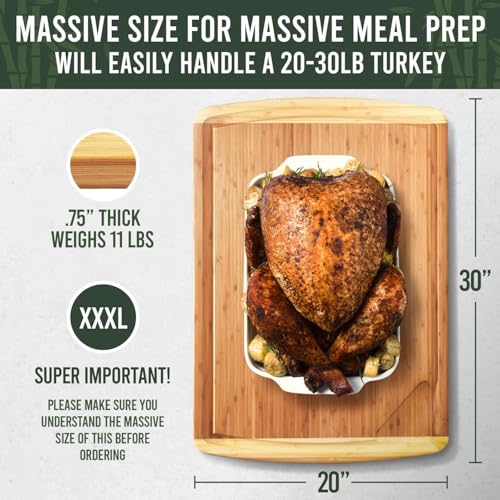 ENORMOUS 30 x 20 Organic Extra Large Cutting Board with Lifetime Replacements