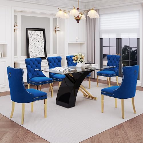 7 Piece Glass Dining Table Set for 6