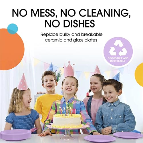 Party Solids Sturdy Lavender Plastic Plates 10" Party Plates 100 Pcs (100 Count)
