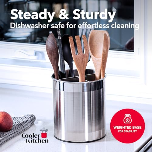 Rotating Extra Large Stainless Steel Utensil Holder Caddy with Sturdy No