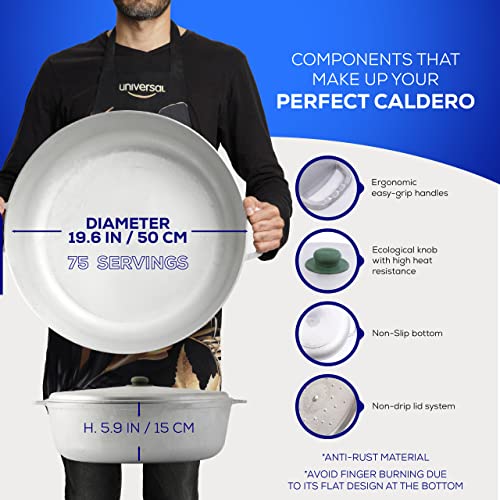 27.7 QT / 26.6 Liter) Caldero Pot with Lid, Extra Large Cast Aluminum Cooking Pot, 75-Cup Rice Pot for Restaurants, Catering, Events & Large-Batch Cooking, Made in Colombia