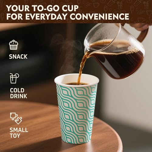 16 oz Coffee Cups with Lids (100 Count)