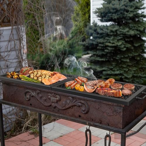 Foldable Rectangular Heavy‑Duty Steel Fire Pit Cooking Grate