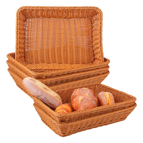 6 Pack 16 Inch Brown Wicker Bread Basket (6 Count)