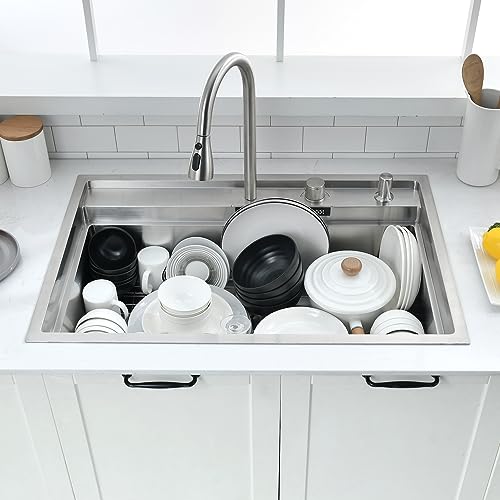33 Inch Drop In Kitchen Sink with Faucet Combo