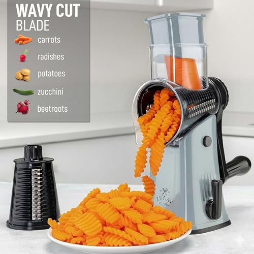 Rotary Cheese Grater Manual Hand Crank 5 Blade Shredder