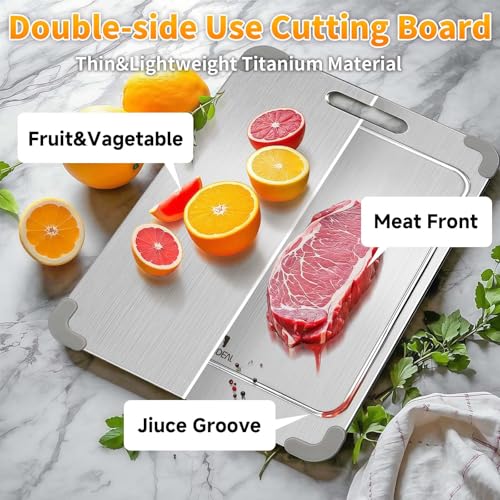 Silicone Corner Titanium Cutting Board Set for Kitchen with Groove (3 Count)