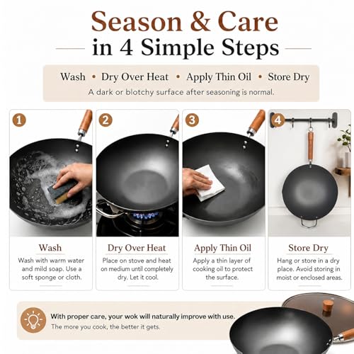 Carbon Steel Wok with Lid