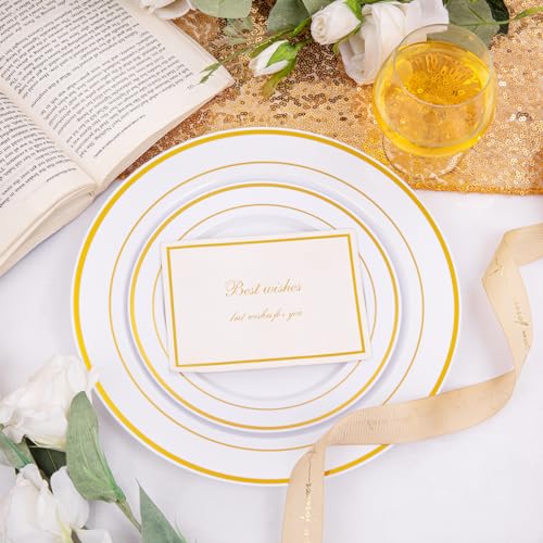 200 Pcs Gold Plastic Plates (200 Count)