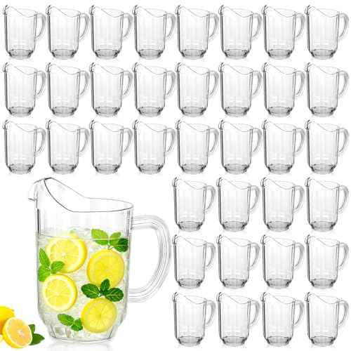 Tessco 36 Pcs Plastic Pitchers 60 Oz Clear Water Beer Jug Large (36 Count)