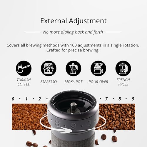K Ultra Manual Coffee Grinder Silver with Carrying Case