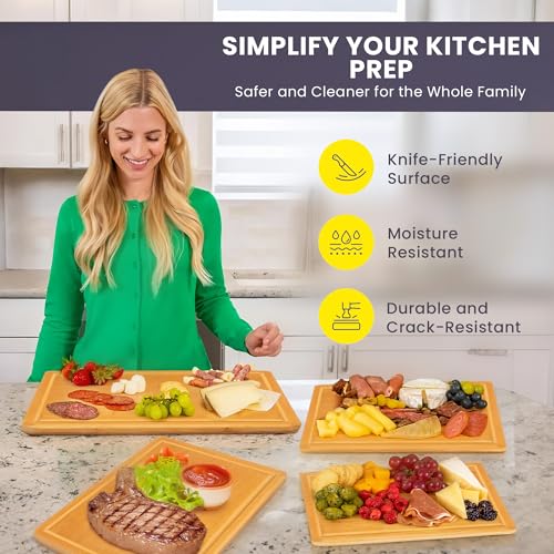 Glue Free Surface™ 2XL Extra Large Bamboo Cutting Board Set of 4 (4 Count)