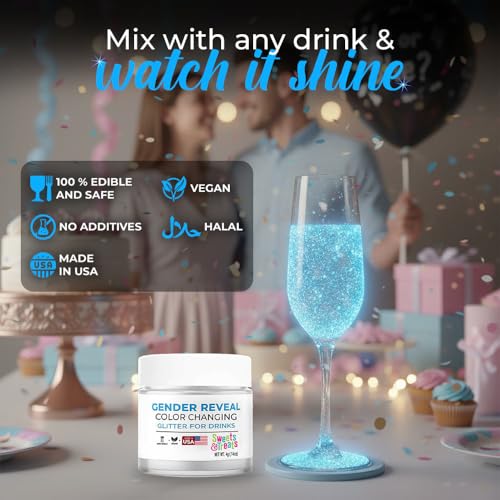 Boy Gender Reveal Decorations Edible Glitter for Drinks