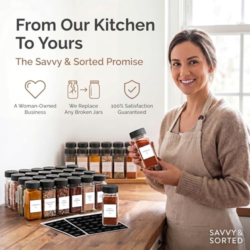 Glass Spice Jars with Label 24 PK (24 Count)