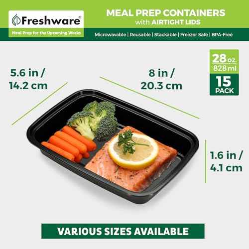 Meal Prep Containers [15 Pack] 1 Compartment Food Storage Containers with Lids (15 Count)