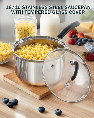 Professional 1 Quart and 2 Quart Stainless Steel Saucepan Set with Lids