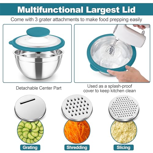 Mixing Bowls Stainless Steel Salad Serving Bowl with Clear Lids (5 Count)