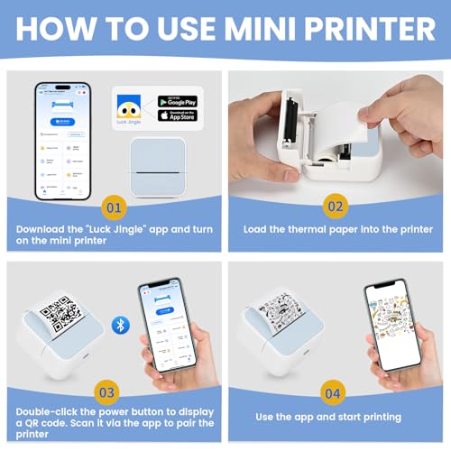 Sticker Printer with 4 Roll Paper Portable Thermal Inkless Printer