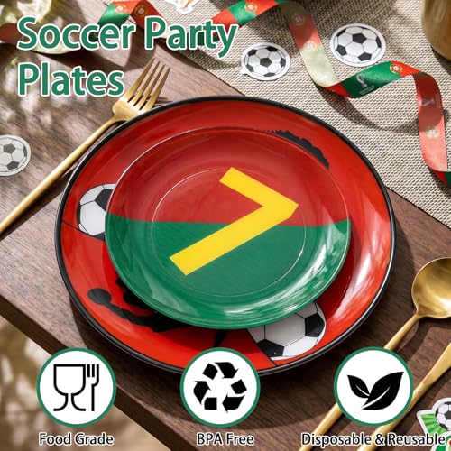 20 Pcs Red Plastic Soccer Plates (20 Count)