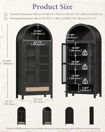 71" Tall Arched Pantry Cabinet with Innovative Drawer