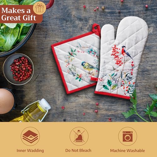 100% Cotton Oven Mitt & Pot Holder Set