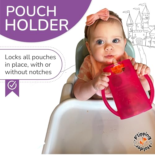 2-in-1 Baby Food Pouch & Juice Box Holder (2-pack) - No-Squeeze, Food-Safe Container with easy-grab Handles & Lid Fits GoGo, Capri Sun, Juice, Yogurt, & More (3 Count)