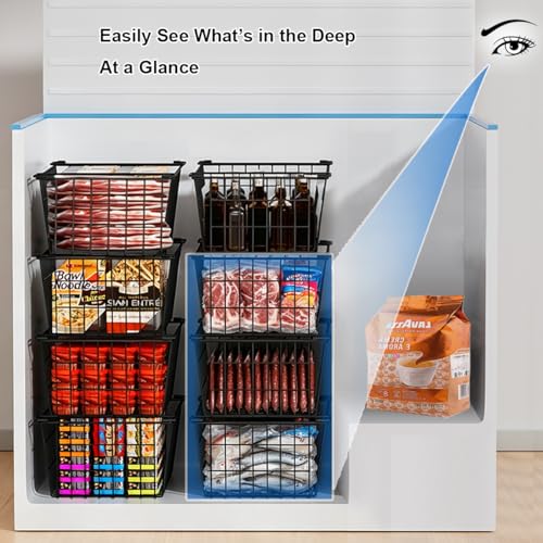 Freezer Organizer Bins Baskets for Chest Deep Freezer 4Pcs (4 Count)