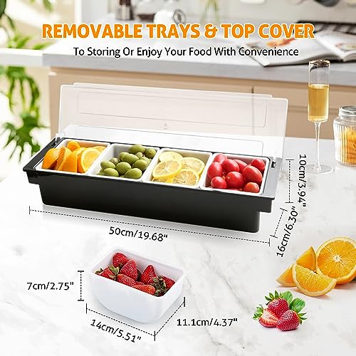 Ice Chilled Condiment Caddy with Lid and 4 Removable Trays (88.1849 Ounce)