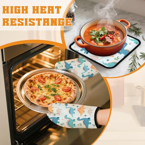 Cute Dinosaur Oven Mitts and Pot Holders (4 Count)