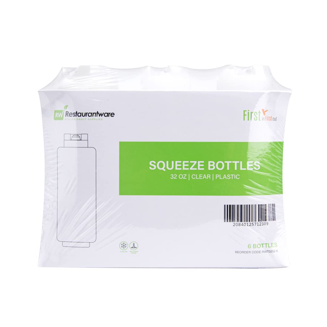 First In First Out 32 oz Clear Plastic Squeeze Bottle (6 Count)