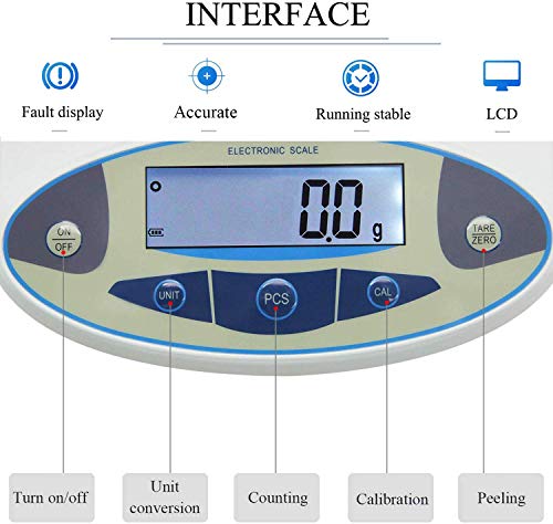 Lab Scale 15kgx0.1g Digital Precision Scale Electronic Balance Laboratory Weighing Industrial Scale Kitchen Counting Scale Scientific Scale Calibrated 110V
