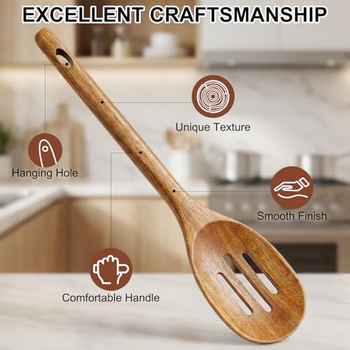 Large Wooden Spoons for Cooking Utensil Set Slotted Spoon Kitchen Spatula
