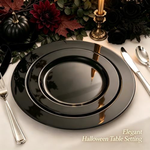 60PCS Black Plastic Plates (60 Count)