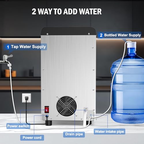 80 lbs Nugget Ice Maker with Water Dispenser Countertop Self