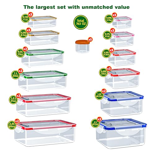 70 Pcs Large Food Storage Containers with Lids Airtight (70 Count)