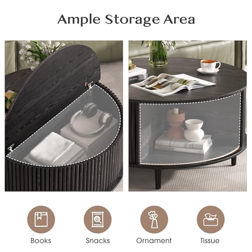 Round Coffee Table with Storage for Living Room