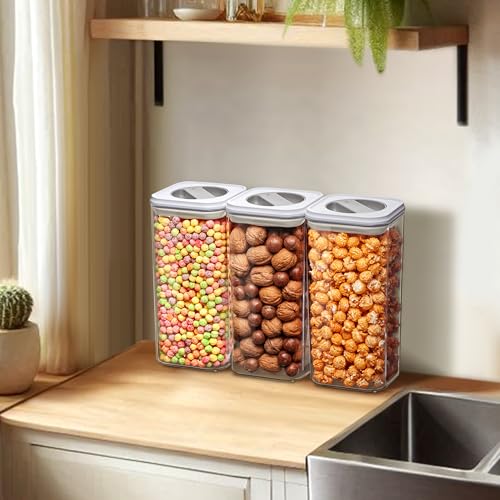 Carol - 112-Ounce Acrylic Canister (Set of 3), Plastic Airtight Food Container, Stackable for Pantry Storage, BPA-Free and Shatter-Proof, Perfect for Home and Commercial Use (3 Count)