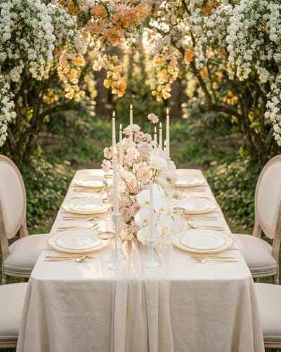 180Pcs Elegant Ivory Gold Plastic Dinnerware Set for Wedding (180 Count)