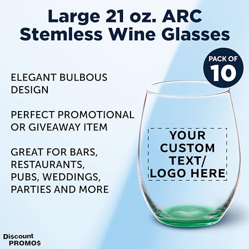 10 ARC Stemless Wine Glasses Set (10 Count)