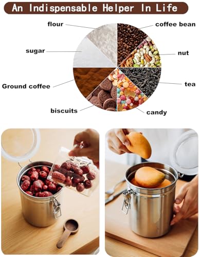 Stainless Steel Food Container with Clear Lids Airtight Container Stackable Small Canisters Kitchen Pantry Storage for Cereal