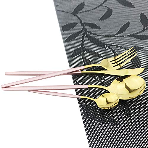 30 Piece Stainless Steel Pink Gold Satin Finish Flatware Set (6 Count)