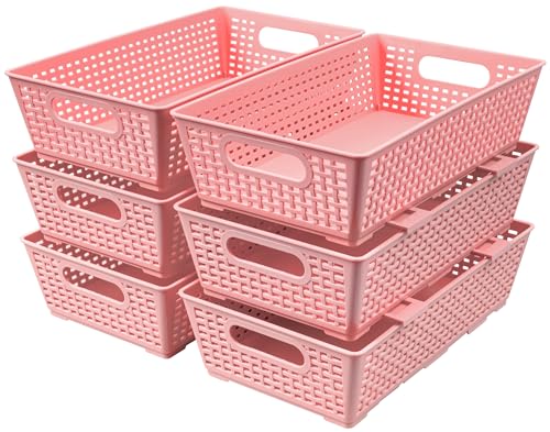 Stackable Woven Plastic Basket (6 Count)